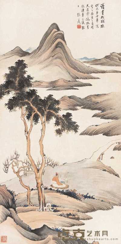张大千 丙寅（1926年）作 读书秋树根 立轴 133.7×66.3cm